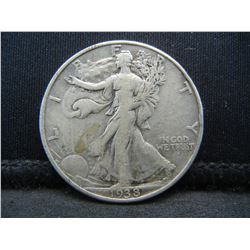 1938 D Walking Liberty Half Dollar XF Key Date