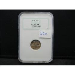 1929 Mercury Dime NGC MS65 Full Bands Old Fatty Holder