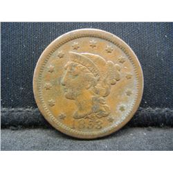 1853 Large Cent XF