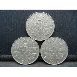 (3) 1926 Canadian Nickels Better Date