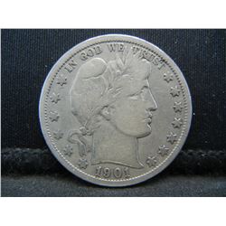 1901 S Barber Half Dollar Fine Semi Key Date