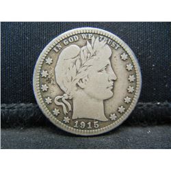 1915 D Barber Quarter VF