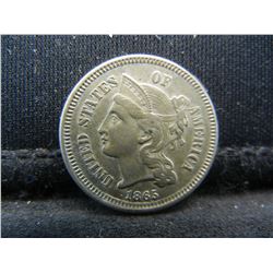 1865 Three Cent Nickel AU/BU