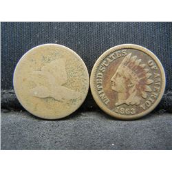 Flying Eagle Cent 1863 Indian Cent
