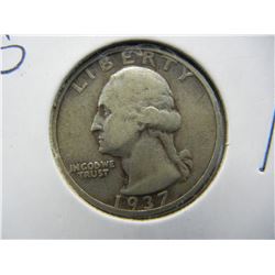 1937 S Silver Washington Quarter