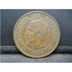 1855 B Napoleon Dix Centimes