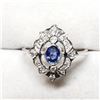 Image 1 : 14K White Gold Blue Sapphire(0.33ct) Diamond(0.14ct) Ring (~Size 6) (~weight 2.46g), Made in Canada,