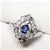 Image 2 : 14K White Gold Blue Sapphire(0.33ct) Diamond(0.14ct) Ring (~Size 6) (~weight 2.46g), Made in Canada,