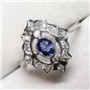 Image 3 : 14K White Gold Blue Sapphire(0.33ct) Diamond(0.14ct) Ring (~Size 6) (~weight 2.46g), Made in Canada,