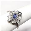 Image 4 : 14K White Gold Blue Sapphire(0.33ct) Diamond(0.14ct) Ring (~Size 6) (~weight 2.46g), Made in Canada,