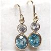 Image 1 : 10K Yellow Gold Blue Zircon(2.8ct) Diamond(0.5ct) Earrings (~weight 1.19g), Made in Canada, Appraise