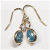 Image 2 : 10K Yellow Gold Blue Zircon(2.8ct) Diamond(0.5ct) Earrings (~weight 1.19g), Made in Canada, Appraise