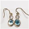 Image 3 : 10K Yellow Gold Blue Zircon(2.8ct) Diamond(0.5ct) Earrings (~weight 1.19g), Made in Canada, Appraise