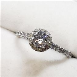 14K White Gold Diamond (0.40Ct,I2,G)+0.30Ct Ring (~Size 6) (~weight 2.07g), Made in Canada, Appraise