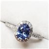 Image 2 : 14K White Gold Tanzanite Dec Birthstone(1.1ct) Diamond(0.27ct) Ring (~Size 6) (~weight 2.95g), Made 