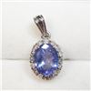 Image 1 : 14K White Gold Tanzanite Dec Birthstone(2ct) Diamond(0.24ct) Pendant (~weight 1.66g), Made in Canada