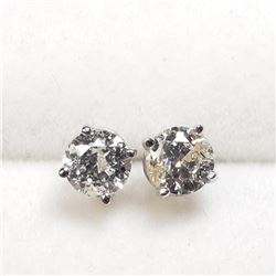 14K White Gold Diamond (0.80Ct,I1-I2,G-H) Earrings (~weight 0.78g), Made in Canada, Appraised Retail