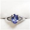 Image 1 : 10K White Gold Tanzanite Dec Birthstone(1.2ct) Diamond(0.05ct) Ring (~Size 6) (~weight 2.04g), Made 