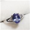 Image 2 : 10K White Gold Tanzanite Dec Birthstone(1.2ct) Diamond(0.05ct) Ring (~Size 6) (~weight 2.04g), Made 