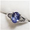 Image 3 : 10K White Gold Tanzanite Dec Birthstone(1.2ct) Diamond(0.05ct) Ring (~Size 6) (~weight 2.04g), Made 