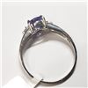 Image 5 : 10K White Gold Tanzanite Dec Birthstone(1.2ct) Diamond(0.05ct) Ring (~Size 6) (~weight 2.04g), Made 
