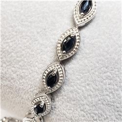 Silver Blue Sapphire 7.5"(4.3ct) Bracelet (~weight 14.98g), Appraised Retail $1264 (Estimated Sellin