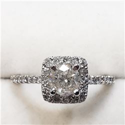 14K White Gold Diamond (0.70Ct,I1,I)+0.40Ct Ring (~Size 6) (~weight 3.62g), Made in Canada, Appraise
