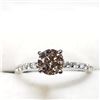 Image 1 : 14K White Gold Diamond (0.70Ct,I1,Champagne) Ring (~Size 6) (~weight 1.88g), Made in Canada, Apprais