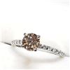 Image 3 : 14K White Gold Diamond (0.70Ct,I1,Champagne) Ring (~Size 6) (~weight 1.88g), Made in Canada, Apprais