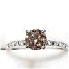Image 4 : 14K White Gold Diamond (0.70Ct,I1,Champagne) Ring (~Size 6) (~weight 1.88g), Made in Canada, Apprais