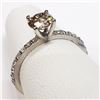 Image 5 : 14K White Gold Diamond (0.70Ct,I1,Champagne) Ring (~Size 6) (~weight 1.88g), Made in Canada, Apprais