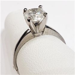 14K White Gold Diamond (1.10Ct,I2,G) Ring (~Size 5.75) (~weight 2.4g), Made in Canada, Appraised Ret