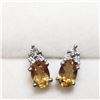 Image 1 : Silver Natural Citrine(1ct) Diamond(0.01ct) Earrings (~weight 1.4g), Suggested Retail Value $537 (Es
