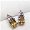 Image 2 : Silver Natural Citrine(1ct) Diamond(0.01ct) Earrings (~weight 1.4g), Suggested Retail Value $537 (Es