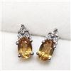 Image 3 : Silver Natural Citrine(1ct) Diamond(0.01ct) Earrings (~weight 1.4g), Suggested Retail Value $537 (Es