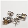 Image 4 : Silver Natural Citrine(1ct) Diamond(0.01ct) Earrings (~weight 1.4g), Suggested Retail Value $537 (Es