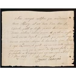 Colonial Document 1796 Madame Veuve Henry