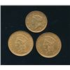 Image 2 : Lot of Three US $1 Gold Coins. 2 X 1868, 1 x 1852o Lightly Circulated.