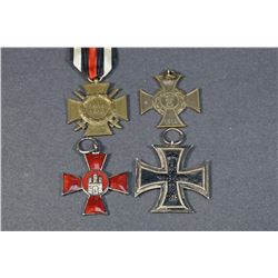Germany - WWI Lot of Four Crosses - Iron; Hindenburg; Hansa; 1914. See Descrip