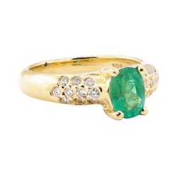 1.55 ctw Emerald And Diamond Ring - 14KT Yellow Gold