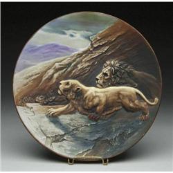 RARE NIPPON BLOW OUT LION PLATE