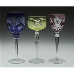 THREE CUT GLASS STEMS