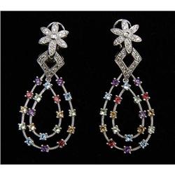 14KT DIAMOND AND GEMSTONE EARRINGS