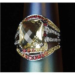 LEMON QUARTZ AND GEMSTONE RING