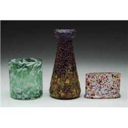 THREE ART GLASS VASES