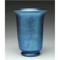 LARGE SIGNED STEUBEN BLUE VASE