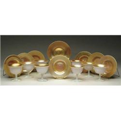 EIGHT STEUBEN SHERBETS AND UNDERPLATES