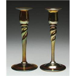 PAIR OF STEUBEN CANDLESTICKS