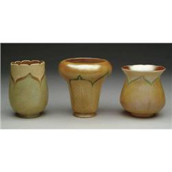 THREE QUEZAL DEC. ART GLASS SHADES