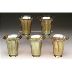 FIVE STEUBEN ART GLASS SHADES